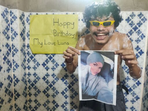 Performers delivering dancing birthday wishes in designer funny costumes for a personalized video greeting.